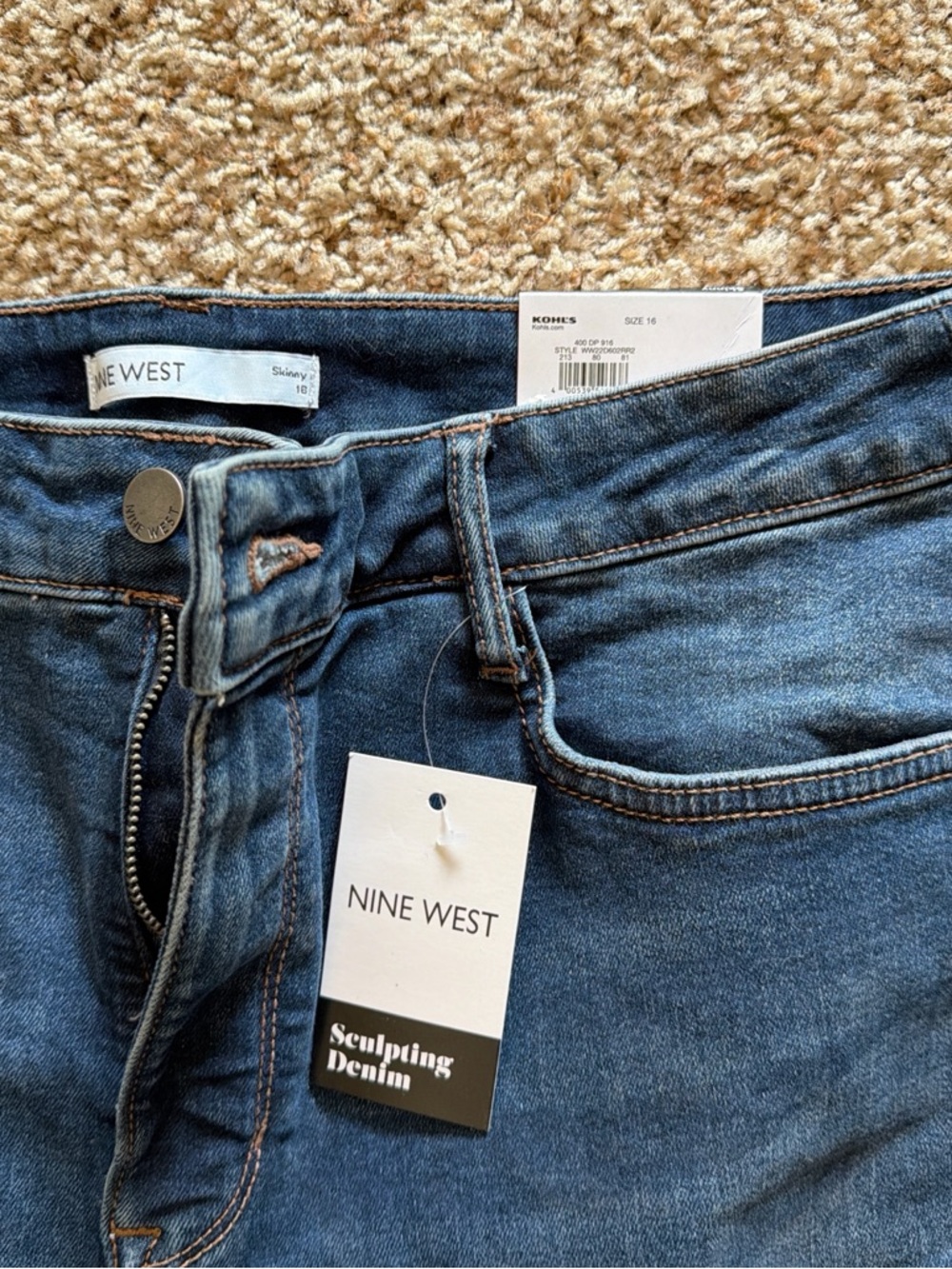 Nine West Dark Blue Skinny Stretch Jeans - Picture 2 of 4